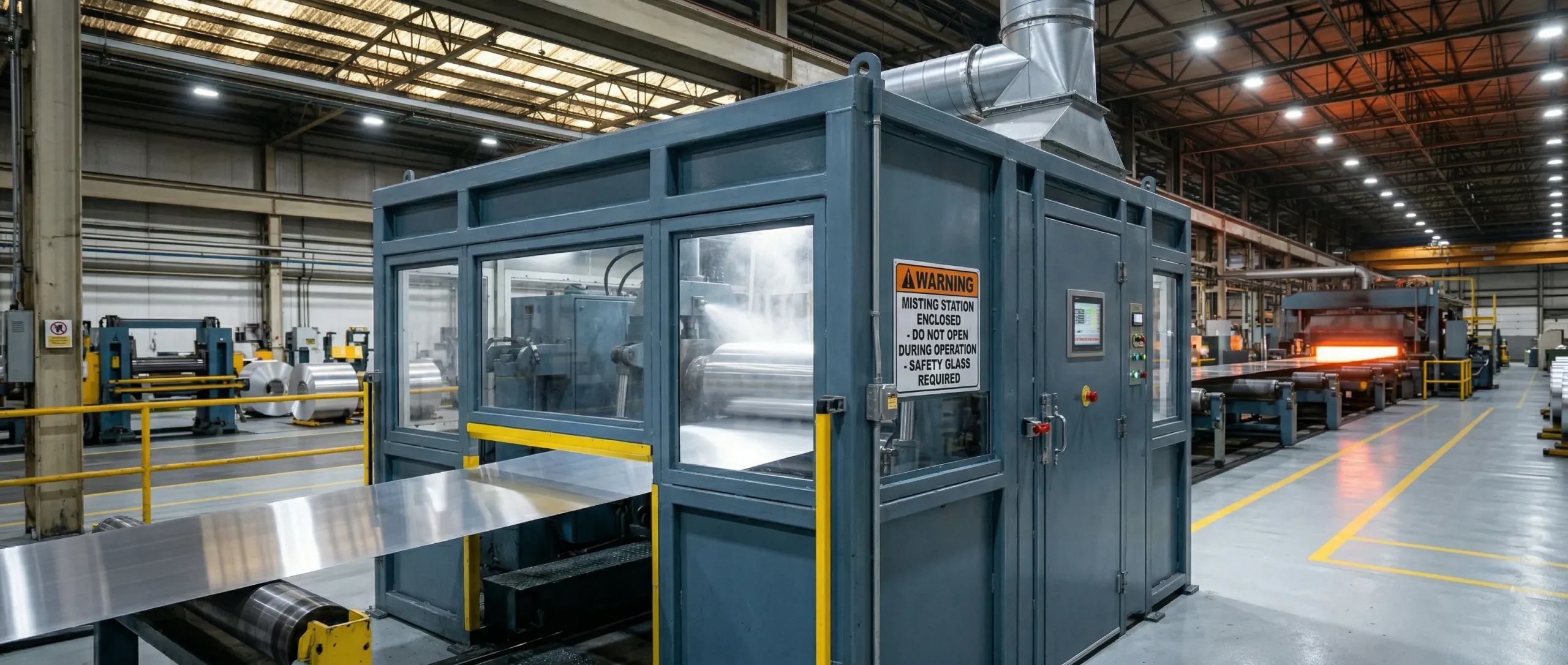 Coil coating curing oven enclosure on the factory line