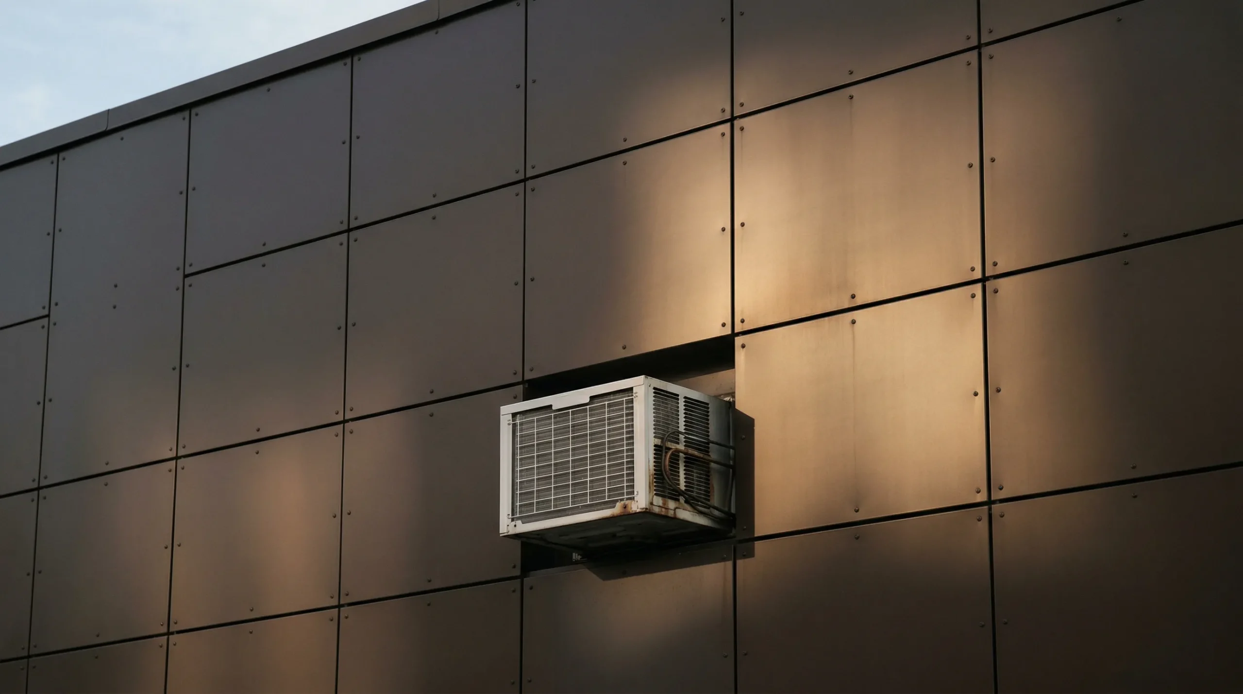 Dark bronze aluminum composite panel facade