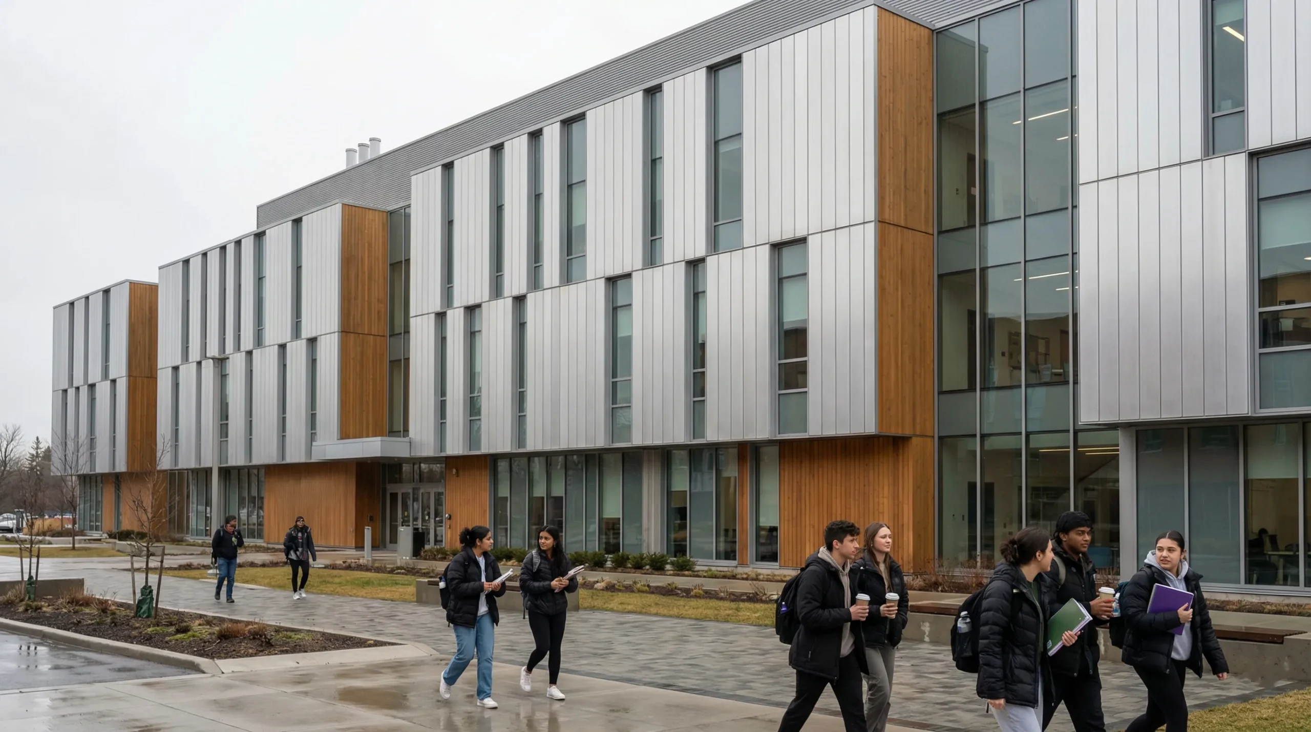 Modern building with aluminum cladding