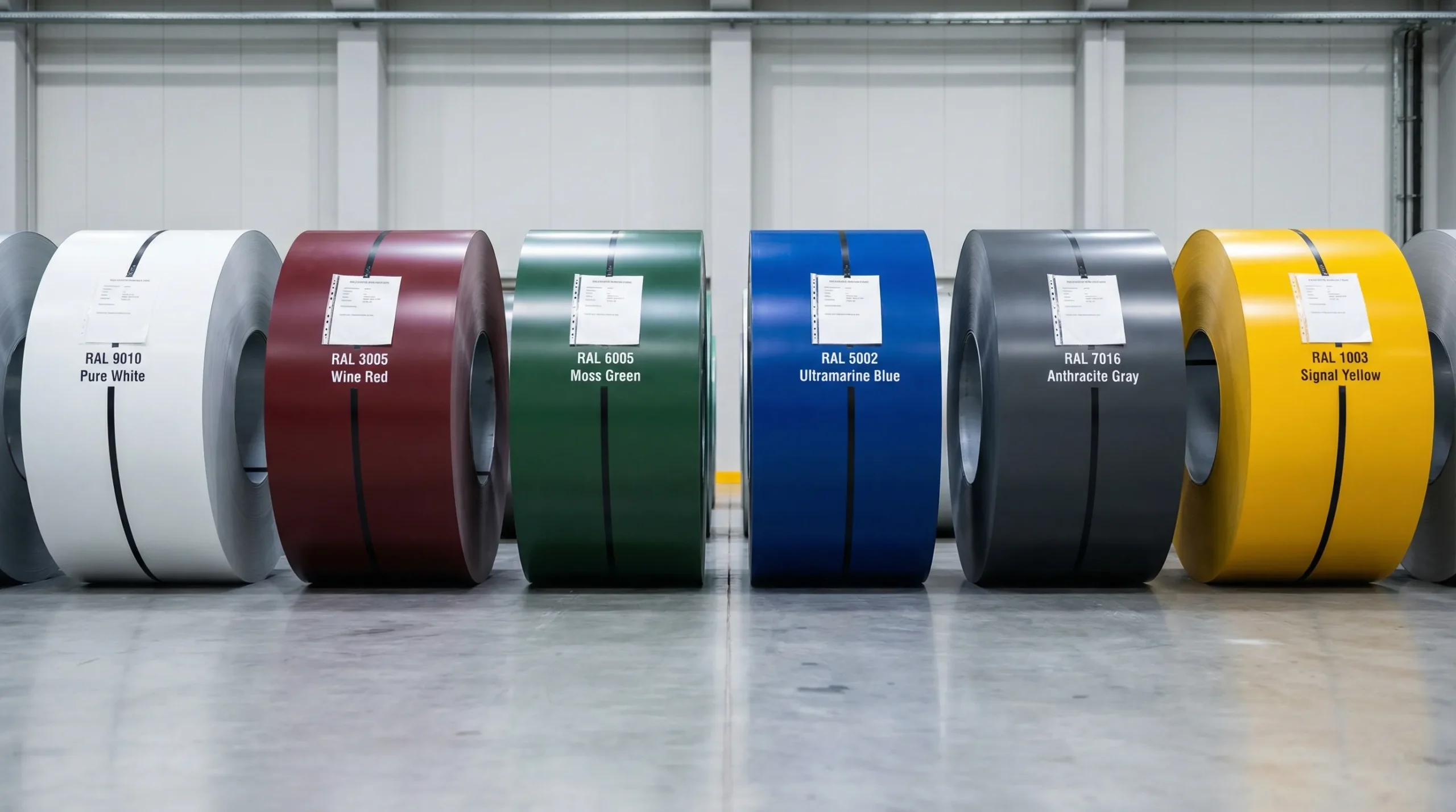 Prepainted aluminum coils color-matched to RAL references