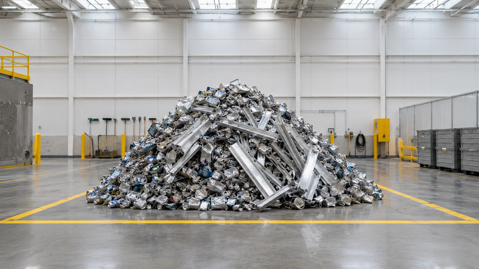 Pile of sorted aluminum scrap for recycling