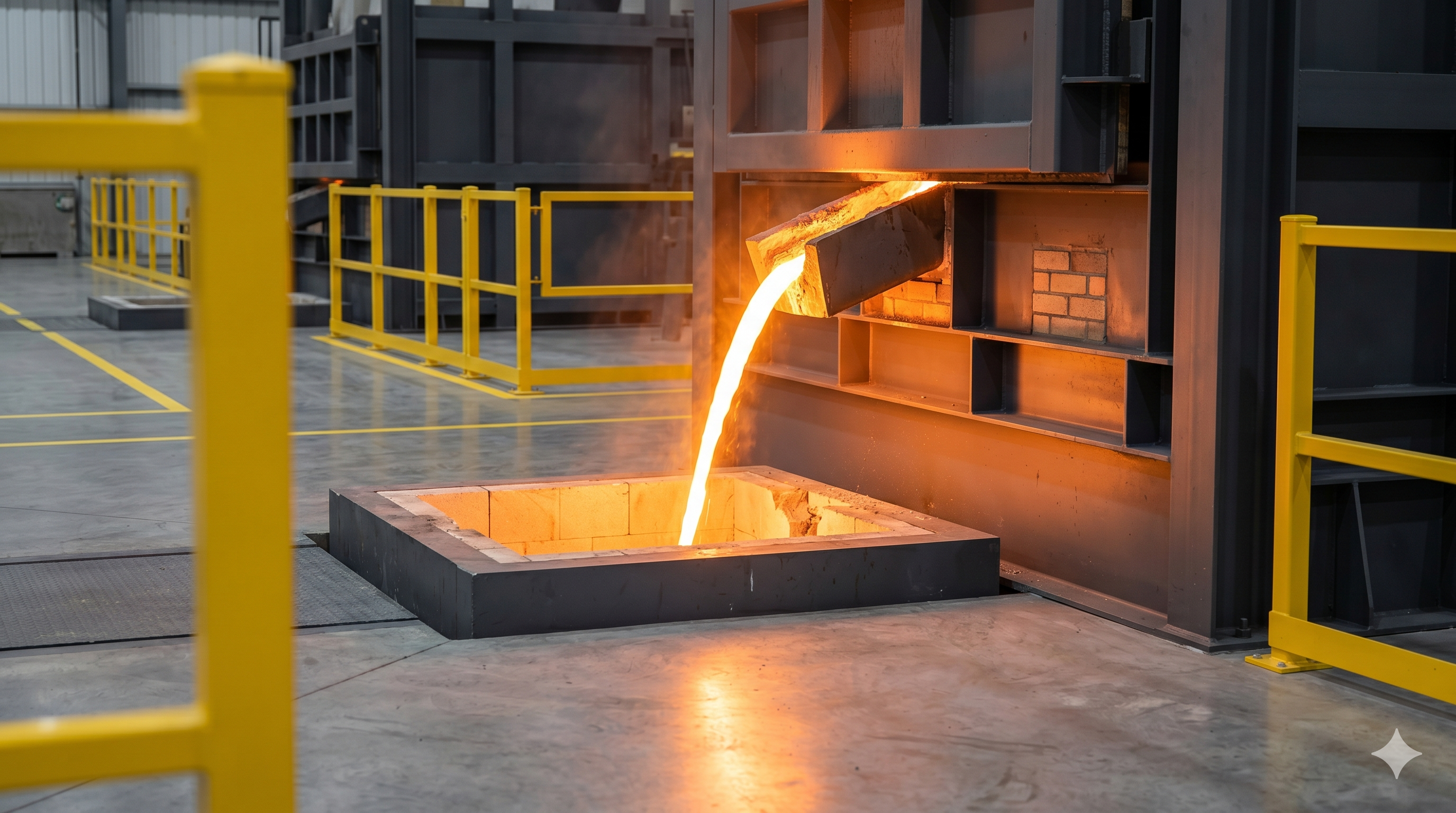 Aluminum being melted in the smelter for recycled coil