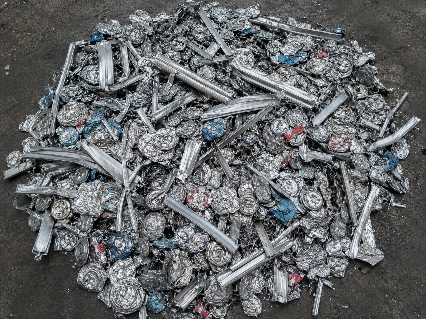 Sorted aluminum scrap ready for the recycling furnace
