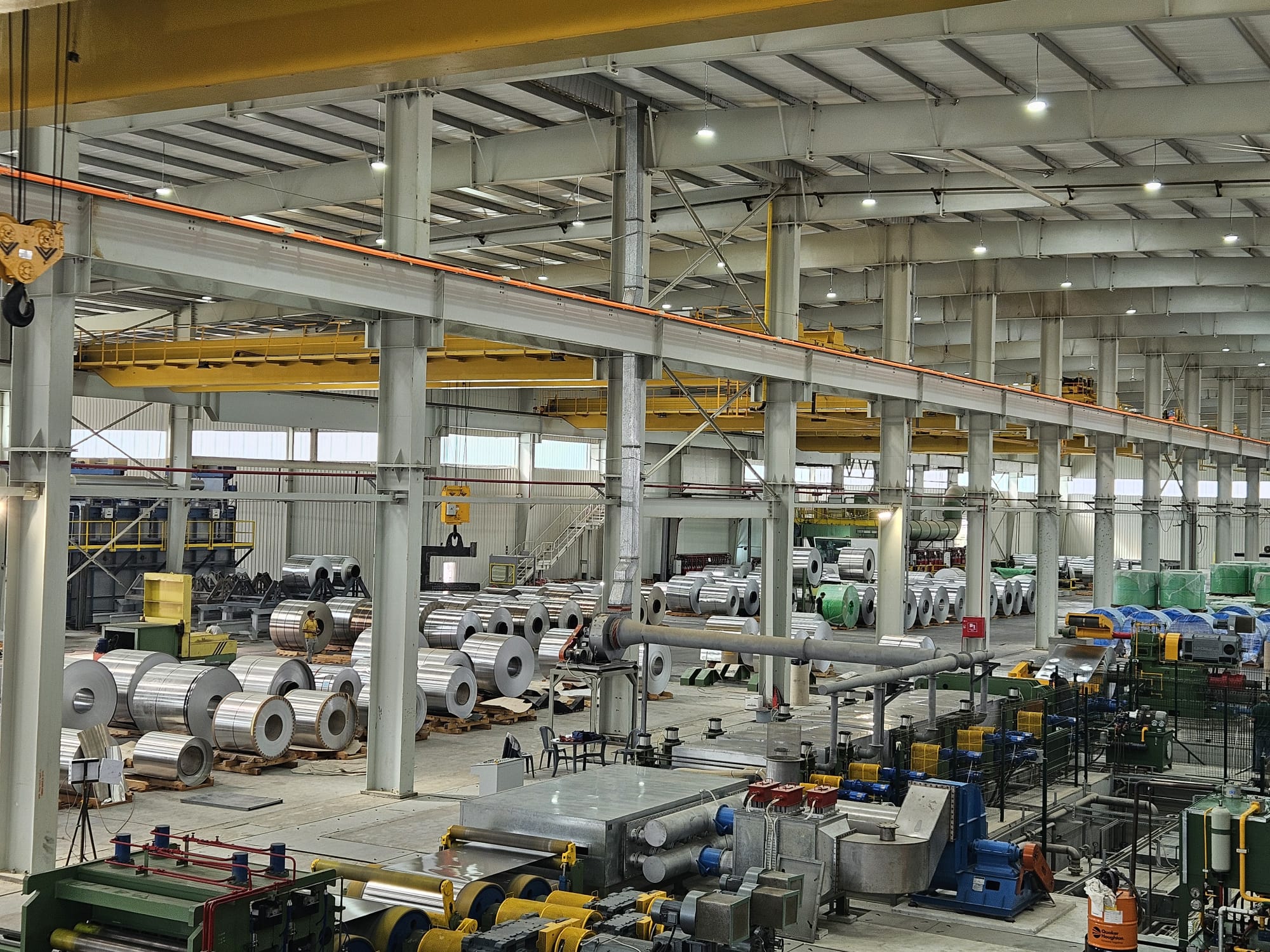 Wide view of coil storage in Orbit's Aqaba production hall